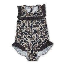 Load image into Gallery viewer, Ruffle camo deer hunting baby girls one piece swimsuit