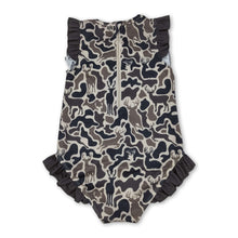 Load image into Gallery viewer, Ruffle camo deer hunting baby girls one piece swimsuit