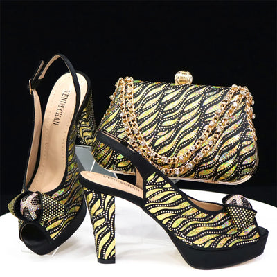 Italian Shoes And Bag Sets For Evening Party With Stones ED1-60