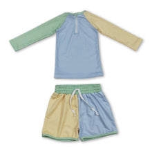 Load image into Gallery viewer, Long sleeves patchwork top shorts boys swimsuit