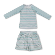 Load image into Gallery viewer, Long sleeves stripe top shorts kids boys swimsuit