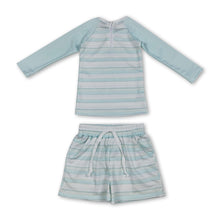 Load image into Gallery viewer, Long sleeves stripe top shorts kids boys swimsuit