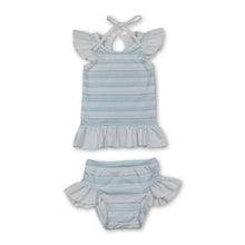 Load image into Gallery viewer, Flutter sleeves stripe girls two pieces summer swimsuit