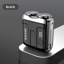 Load image into Gallery viewer, Mini Rechargeable Electric Shaver – Digital Display Dual Rotary Blades &amp; Trimmer, Waterproof Travel Shaver (60 Min Run Time)