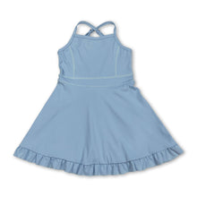 Load image into Gallery viewer, Light blue straps ruffle kids girls summer athletic dress