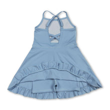 Load image into Gallery viewer, Light blue straps ruffle kids girls summer athletic dress