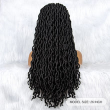 Load image into Gallery viewer, Knotless Box Braided Wig with Curly Ends &amp; Baby Hair | Synthetic Lace Front Wig for Black Women