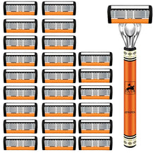 Load image into Gallery viewer, 6-Layer Stainless Steel Safety Razor Set for Men - Replaceable Blade Head, Manual Shaving