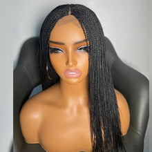 Load image into Gallery viewer, 28" Micro Twist Braided Wig | 1B Black | Front Lace | Glueless | Petite Cap | For Black Women