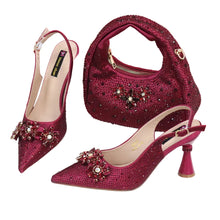 Load image into Gallery viewer, High Heels Shoes and Bags Set With Rhinestone