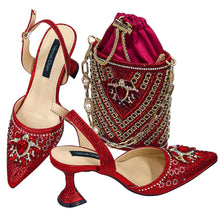 Load image into Gallery viewer, Women Shoes and Bag Set With Rhinestone Handbag EDTR54