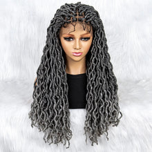 Load image into Gallery viewer, Knotless Box Braided Wig with Curly Ends &amp; Baby Hair | Synthetic Lace Front Wig for Black Women