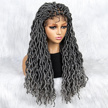 Load image into Gallery viewer, Knotless Box Braided Wig with Curly Ends &amp; Baby Hair | Synthetic Lace Front Wig for Black Women