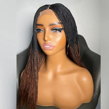 Load image into Gallery viewer, 28" Micro Twist Braided Wig | 1B Black | Front Lace | Glueless | Petite Cap | For Black Women