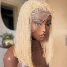 Load image into Gallery viewer, 220% Density 613 Honey Blonde Straight Short Bob Wig Brazilian Hair 13x4 Lace Front Human Hair Wig Pre Plucked with Baby Hair