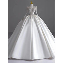Load image into Gallery viewer, Long Sleeve Satin V-neck Wedding Gown EDW109