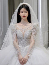 Load image into Gallery viewer, Ruffle White French Elegant Wedding Dress ED6401