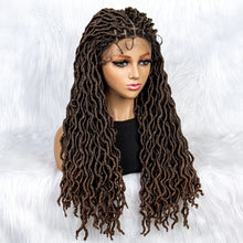 Load image into Gallery viewer, Knotless Box Braided Wig with Curly Ends &amp; Baby Hair | Synthetic Lace Front Wig for Black Women