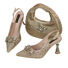 Load image into Gallery viewer, High Heels Shoes and Bags Set With Rhinestone