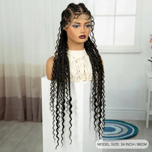 Load image into Gallery viewer, 34" Twisted Cornrow Full Lace Braided Wig | Baby Hair | Synthetic Lace Front Braids | Black Women