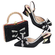 Load image into Gallery viewer, Med Heel Shoes for Women Italian Design Shoes and Bag Set ED345