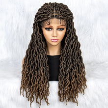 Load image into Gallery viewer, Knotless Box Braided Wig with Curly Ends &amp; Baby Hair | Synthetic Lace Front Wig for Black Women