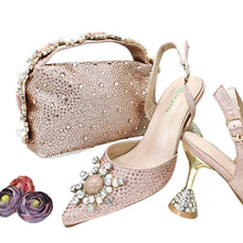 Load image into Gallery viewer, Women's Shoes and Bag Set with Shinning Crystal EDL435