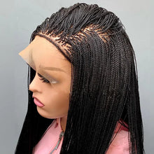 Load image into Gallery viewer, 28" Micro Twist Braided Wig | 1B Black | Front Lace | Glueless | Petite Cap | For Black Women