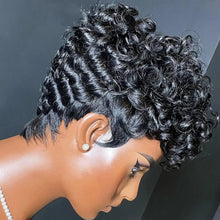 Load image into Gallery viewer, hort Pixie Wigs for Black Women Short Black Curly Pixie Wigs Synthetic Hair Wigs for Black Women Natural Wavy Black Pixie *China