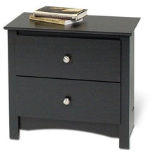 Load image into Gallery viewer, Black Two Drawer Bedroom Nightstand with Brushed Nickle Knobs