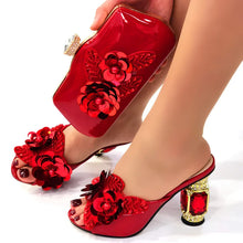 Load image into Gallery viewer, Italian Shoes And Bag Sets With Stones Italian ED127