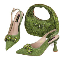 Load image into Gallery viewer, High Heels Shoes and Bags Set With Rhinestone