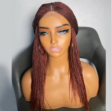 Load image into Gallery viewer, 28" Micro Twist Braided Wig | 1B Black | Front Lace | Glueless | Petite Cap | For Black Women