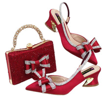 Load image into Gallery viewer, Med Heel Shoes for Women Italian Design Shoes and Bag Set ED345