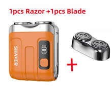 Load image into Gallery viewer, Mini Rechargeable Electric Shaver – Digital Display Dual Rotary Blades &amp; Trimmer, Waterproof Travel Shaver (60 Min Run Time)