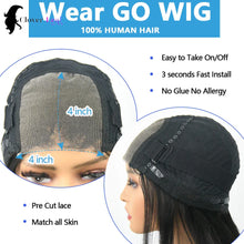 Load image into Gallery viewer, 24inch Glueless Wig Human Hair Ready To Wear Straight 4x4 Pre-Cut Glueless Wigs Pre-Plucked Top Brazilian Wigs for Women