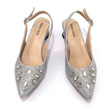 Load image into Gallery viewer, Women's Silver Mid Heels Frosted Crystal Shoes And Bag Set