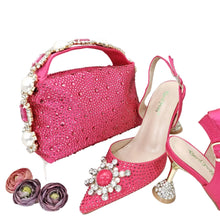 Load image into Gallery viewer, Women's Shoes and Bag Set with Shinning Crystal EDL435