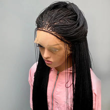 Load image into Gallery viewer, 28" Micro Twist Braided Wig | 1B Black | Front Lace | Glueless | Petite Cap | For Black Women