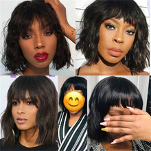 Load image into Gallery viewer, Short Bob Wig Body Wave Human Hair Wig With Bangs Full Machine Made Glueless For Black Women Loose Body Wave Human Hair Wig