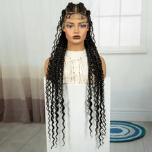 Load image into Gallery viewer, 34" Twisted Cornrow Full Lace Braided Wig | Baby Hair | Synthetic Lace Front Braids | Black Women