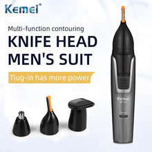 Load image into Gallery viewer, 3-in-1 Rechargeable Nose &amp; Ear Trimmer with Beard Trimmer, Micro Shaver and Eyebrow Groomer — Personal Grooming Kit
