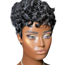 Load image into Gallery viewer, hort Pixie Wigs for Black Women Short Black Curly Pixie Wigs Synthetic Hair Wigs for Black Women Natural Wavy Black Pixie *China