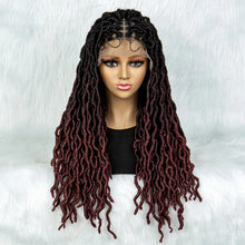Load image into Gallery viewer, Knotless Box Braided Wig with Curly Ends &amp; Baby Hair | Synthetic Lace Front Wig for Black Women