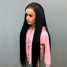 Load image into Gallery viewer, 28" Micro Twist Braided Wig | 1B Black | Front Lace | Glueless | Petite Cap | For Black Women
