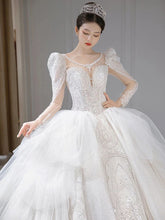 Load image into Gallery viewer, Ruffle White French Elegant Wedding Dress ED6401