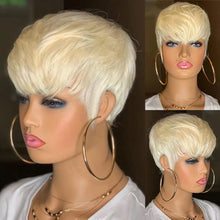 Load image into Gallery viewer, WIGERA  Highlight Synthetic Wigs Short Straight  Pixie Cut Hair Bob Wig Honey Gold Mix Black  Hair For Woman