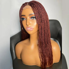 Load image into Gallery viewer, 28" Micro Twist Braided Wig | 1B Black | Front Lace | Glueless | Petite Cap | For Black Women