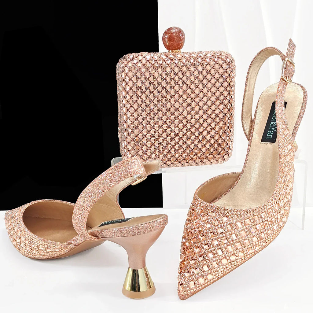 Lastest Italian Design Ladies Shoes with Matching Bag Set HZS1-1