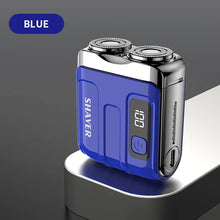 Load image into Gallery viewer, Mini Rechargeable Electric Shaver – Digital Display Dual Rotary Blades &amp; Trimmer, Waterproof Travel Shaver (60 Min Run Time)